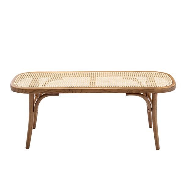 Round Cane Bench-Daya Lane-LV,DR,Wood,Rattan & Cane,Light Wood,Benches,BH,farmhouse,Entryway