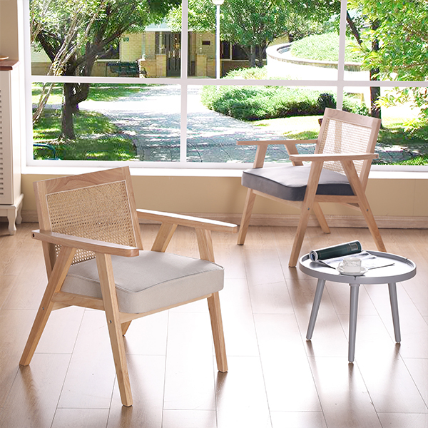 Upholstered Cane Lounge Chair