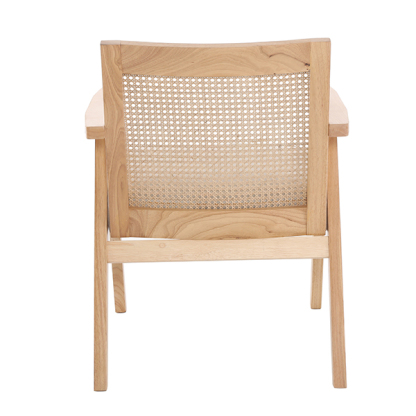 Upholstered Cane Lounge Chair