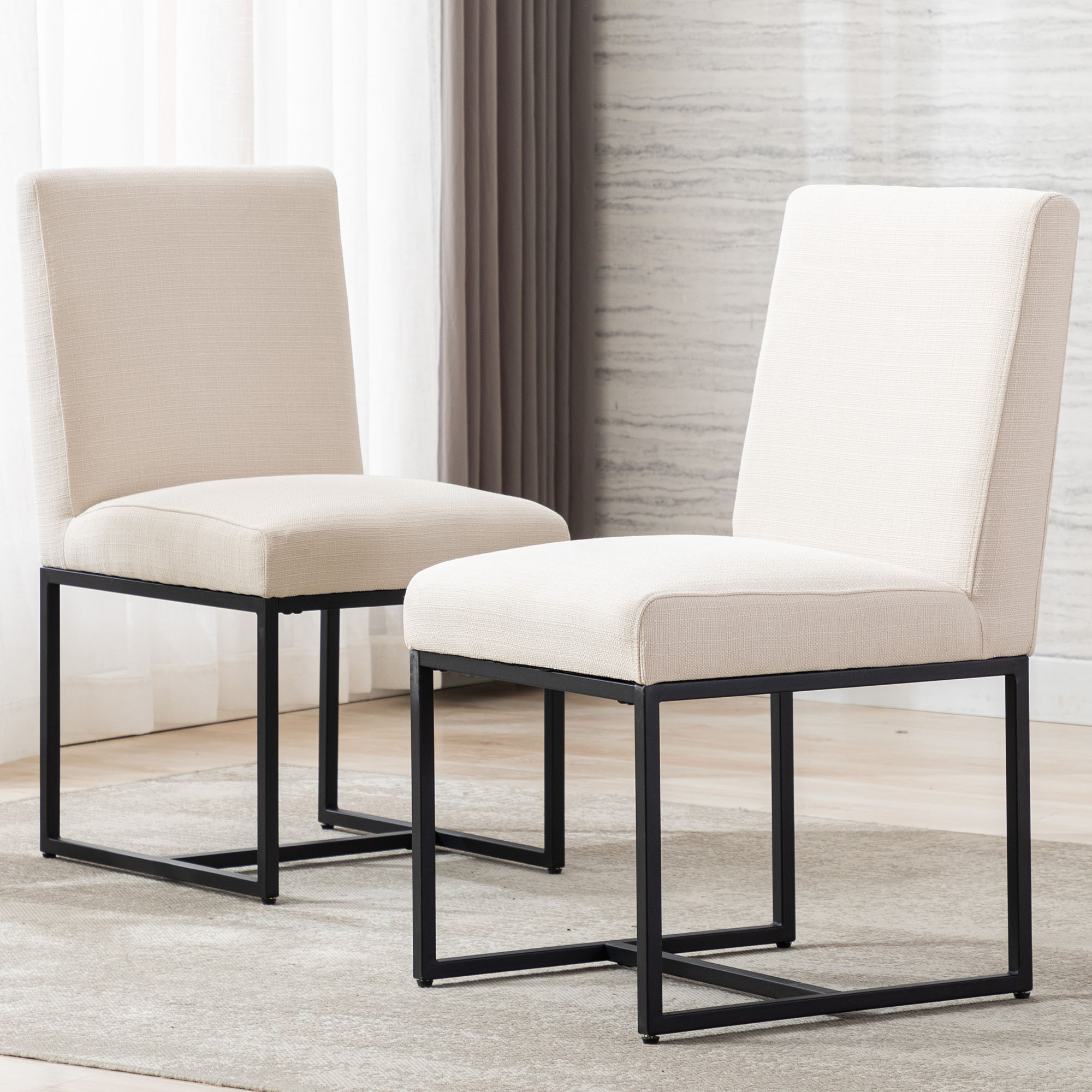 VESCASA Upholstered Dining Chairs with Metal Frame Set of 2