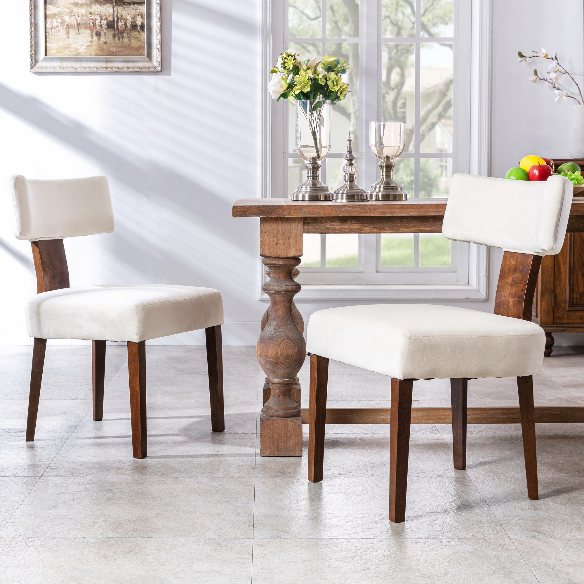 VESCASA Upholstered Dining Chairs with Wood Legs Set of 2