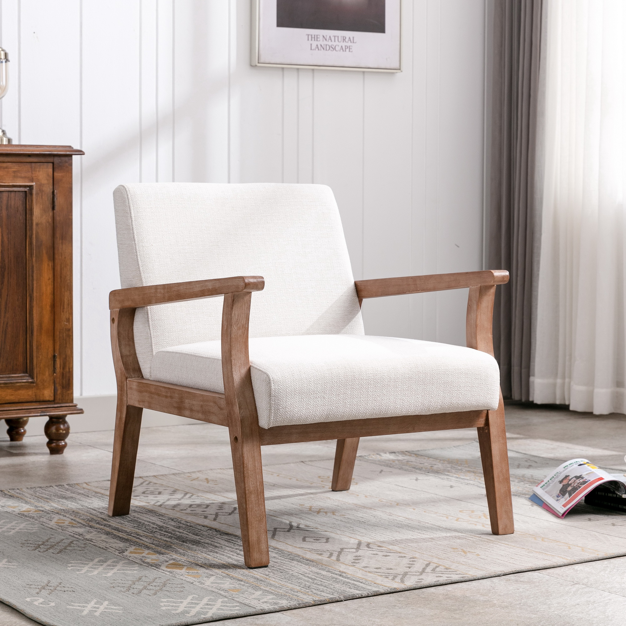 VESCASA Accent Arm Chair with Legs, Comfy Farmhouse Side Reading Chair