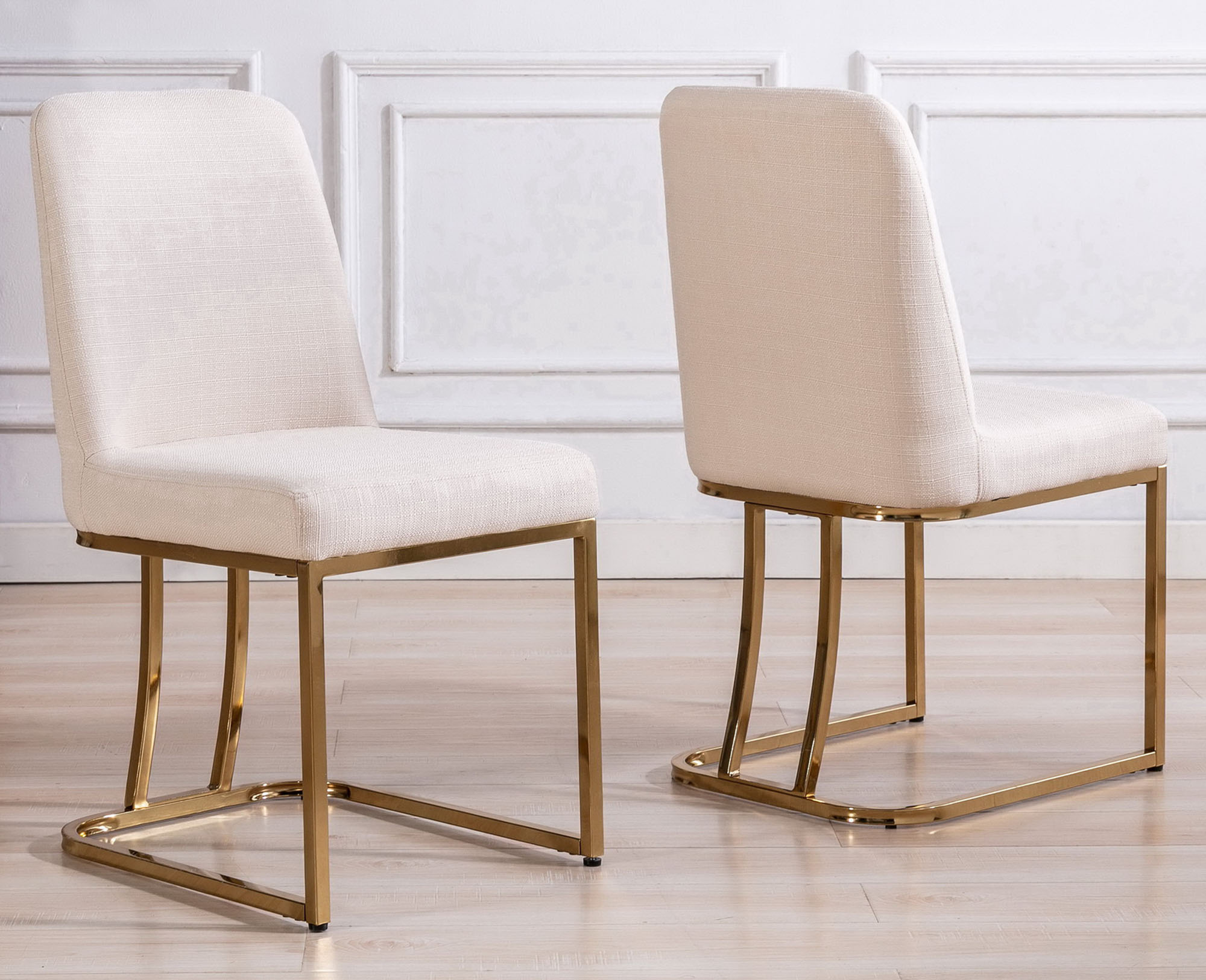 VESCASA Modern Dining Chairs with Gold Metal Frame Set of 2