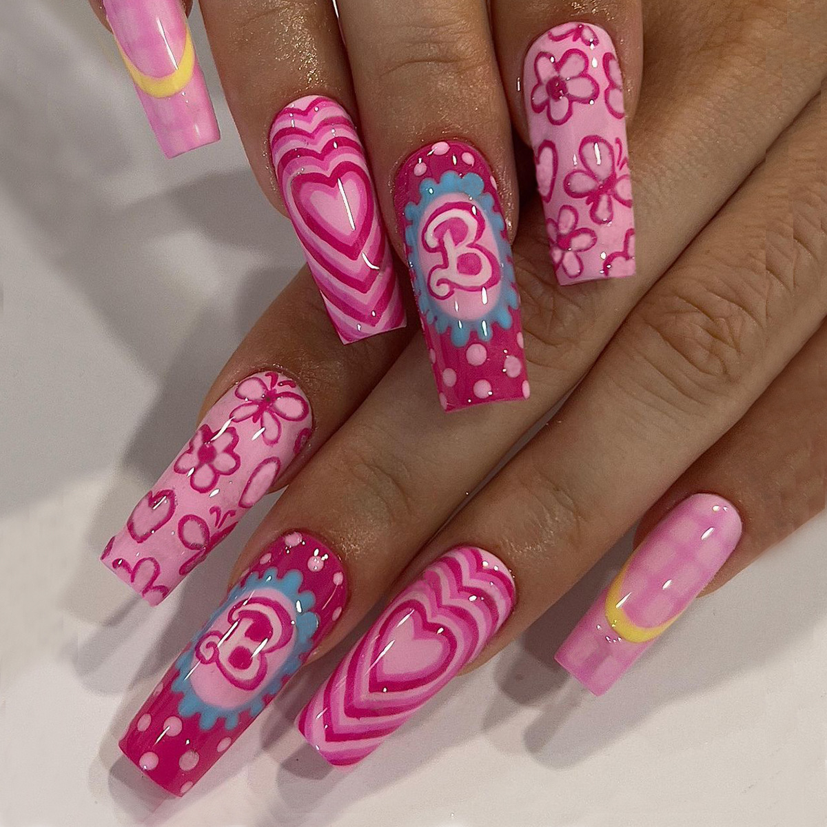 Freshlady Pink Butterfly Nails