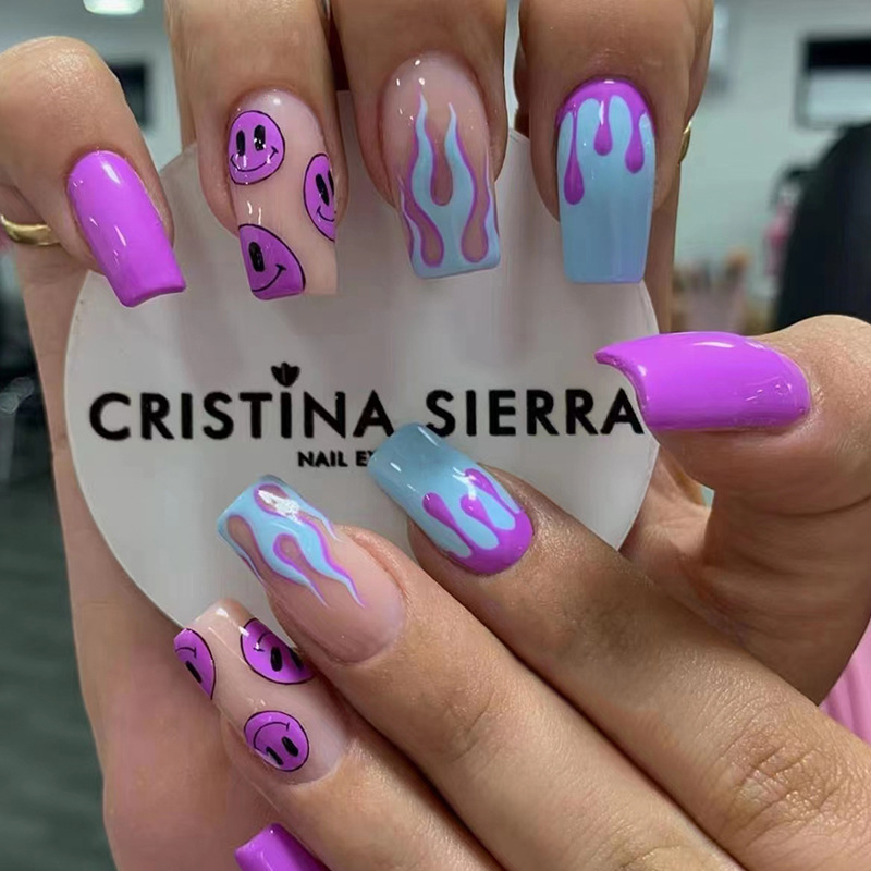 Freshlady Purple Cute Smiley Art Nails
