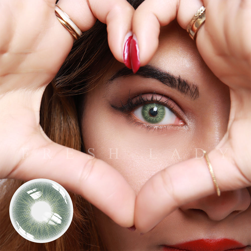 【グリーングリーン】 イニシャルラブブ4個 (2500円×4)+455 Freshlady Love Story Endorphin Green Colored Contacts Lenses