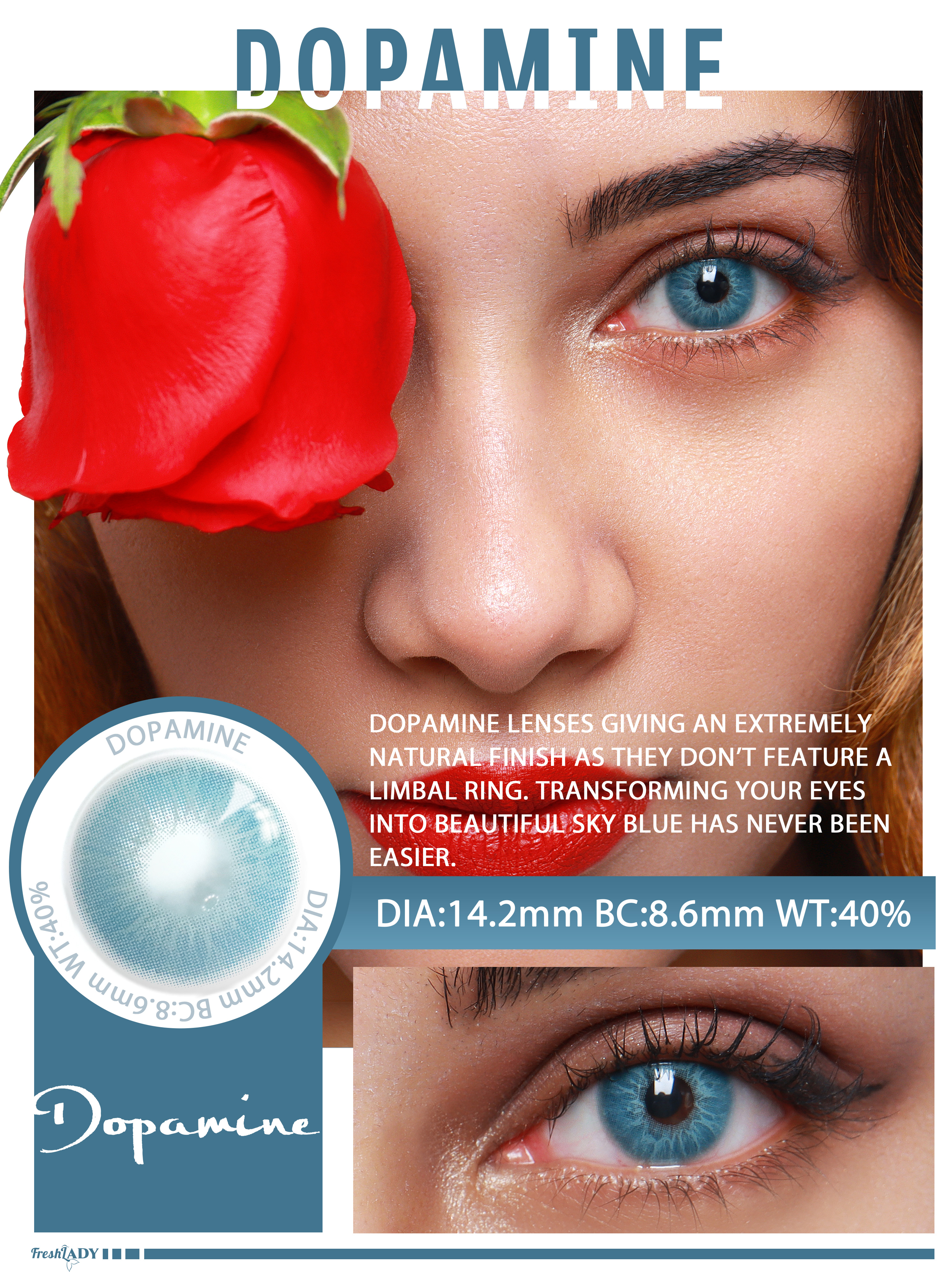 Love Story Aqua Blue Dopamine Colored Contact Lenses,,non prescription colored  contacts,colored eye contacts