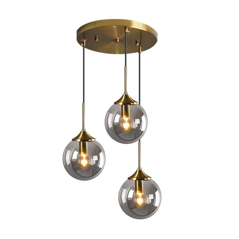 KCO Glass Globe Pendant Light 3-Light Hanging Ceiling Light(L7087)