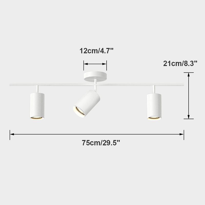 KCO Modern White 3 Light Ceiling Track Lighting