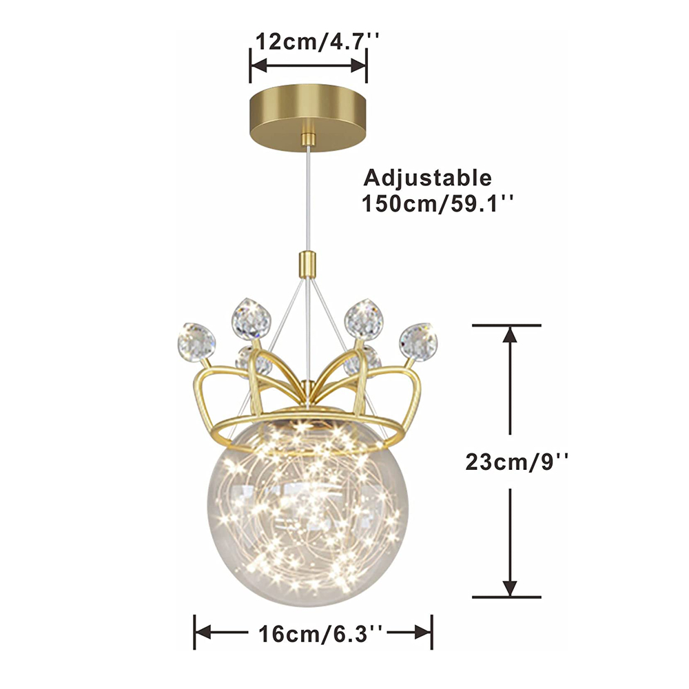 KCO Crown Crystal Glass ball Ceiling Lamp (L7047)