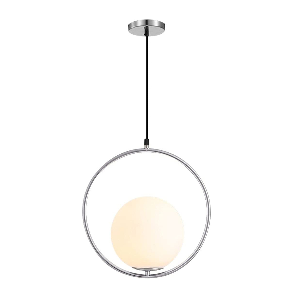 KCO Silver Round Ring Globe Pendant Light (L70449.8")