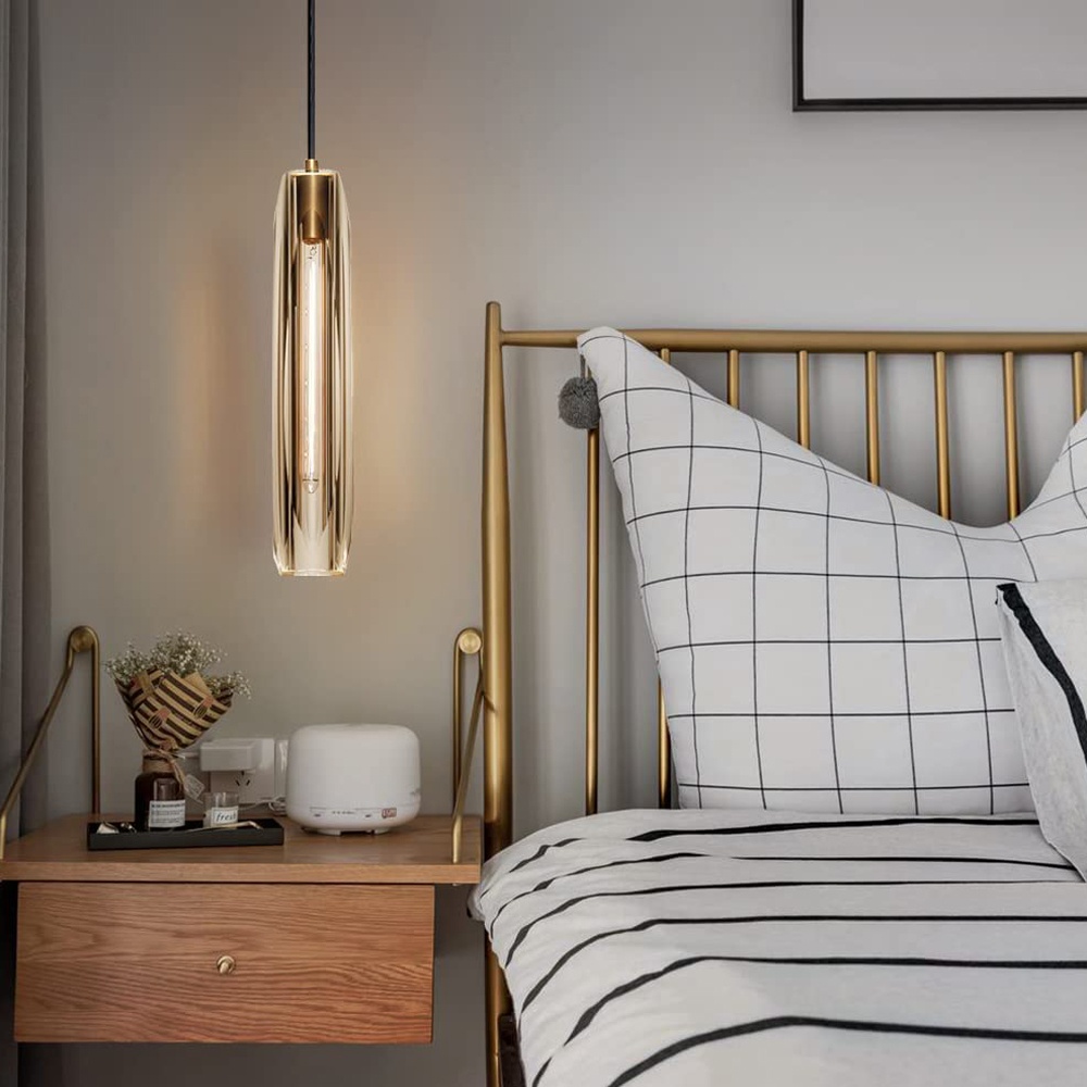 KCO K9 Crystal Long Ceiling Pendant Light Amber Galss (L7015A)