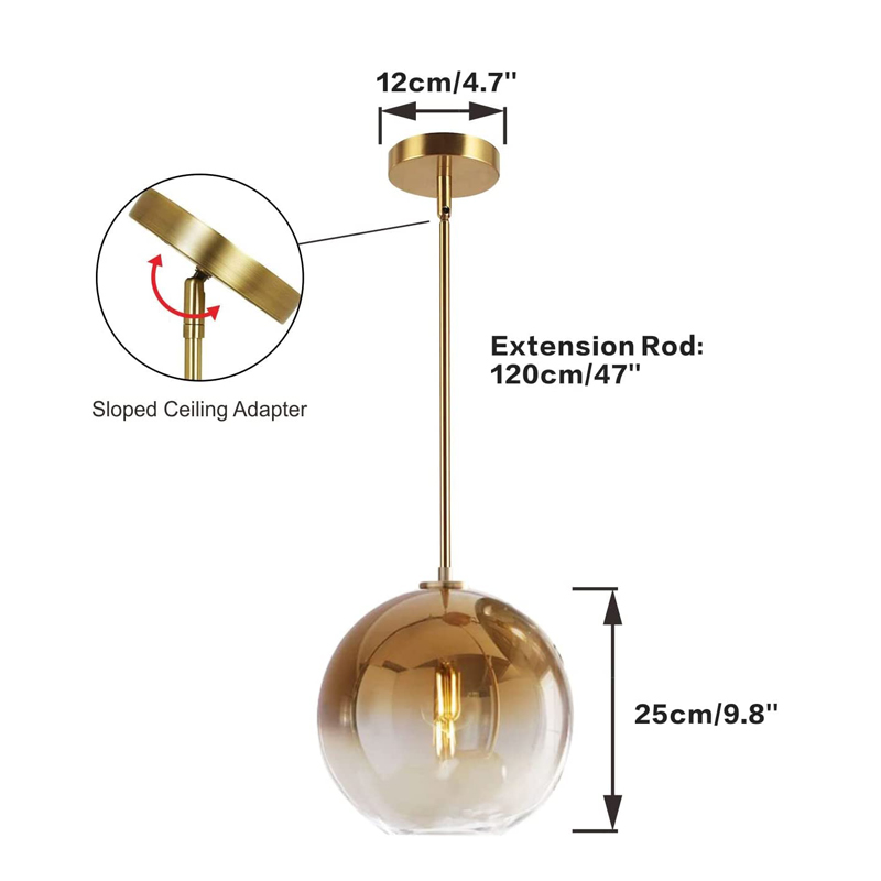 gold glass sphere pendant light