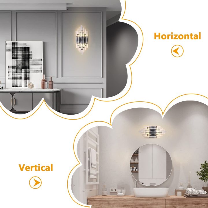 KCO MidCentury Black Crystal Wall Sconce Lighting (W8016B)