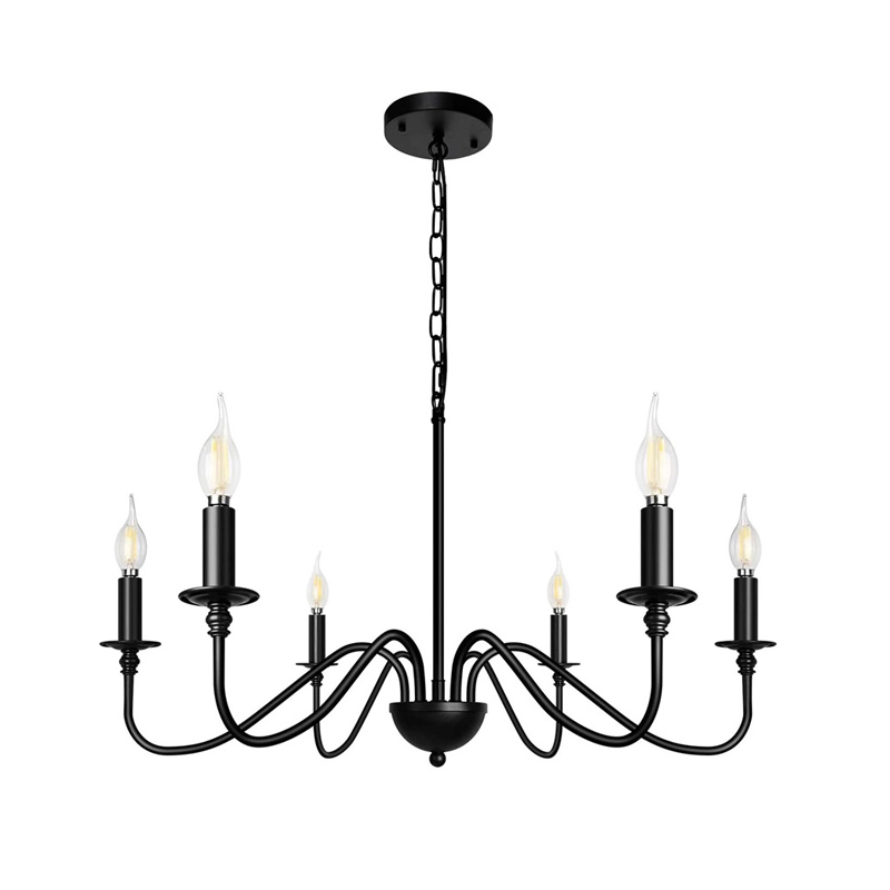 KCO 6-Light Rustic Industrial Iron Chandeliers for Dining Room(L7126）