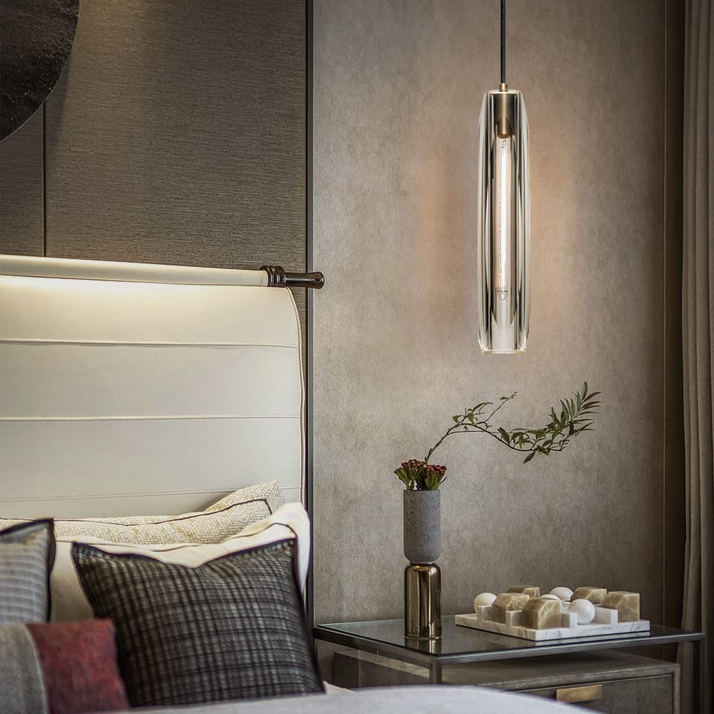 KCO K9 Crystal Long Ceiling Pendant Light Amber Galss (L7015A)