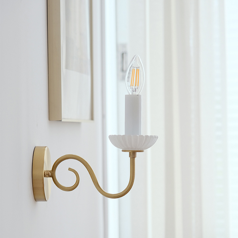 KCO Lighting White and Gold Candle Shape Wall Lamp (W8057)