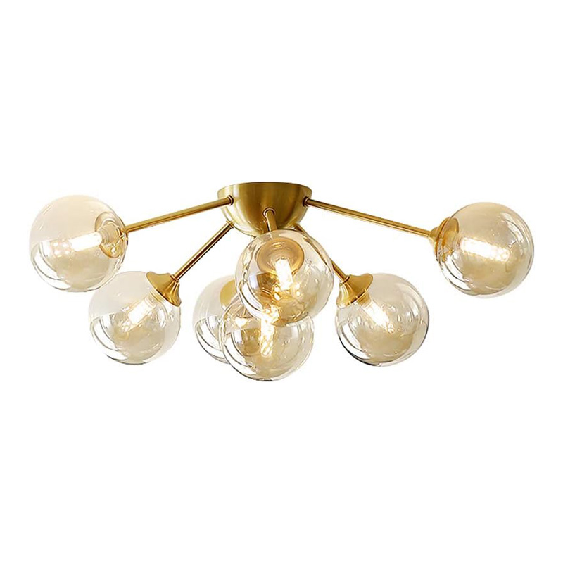 KCO Mid Century Brass Gold Flush Mount Ceiling Lamp with 7 Lights (C9034)