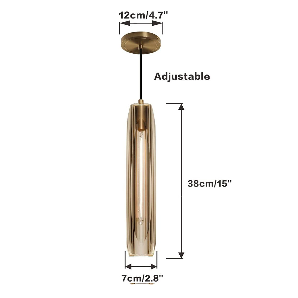 KCO K9 Crystal Long Ceiling Pendant Light Amber Galss (L7015A)