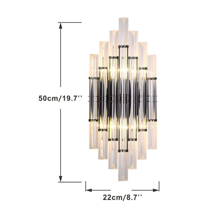 KCO MidCentury Black Crystal Wall Sconce Lighting (W8016B)