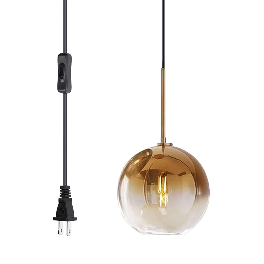 KCO Glod Glass Pendant Light Hanging Lamp with On/Off Switch(L7082)