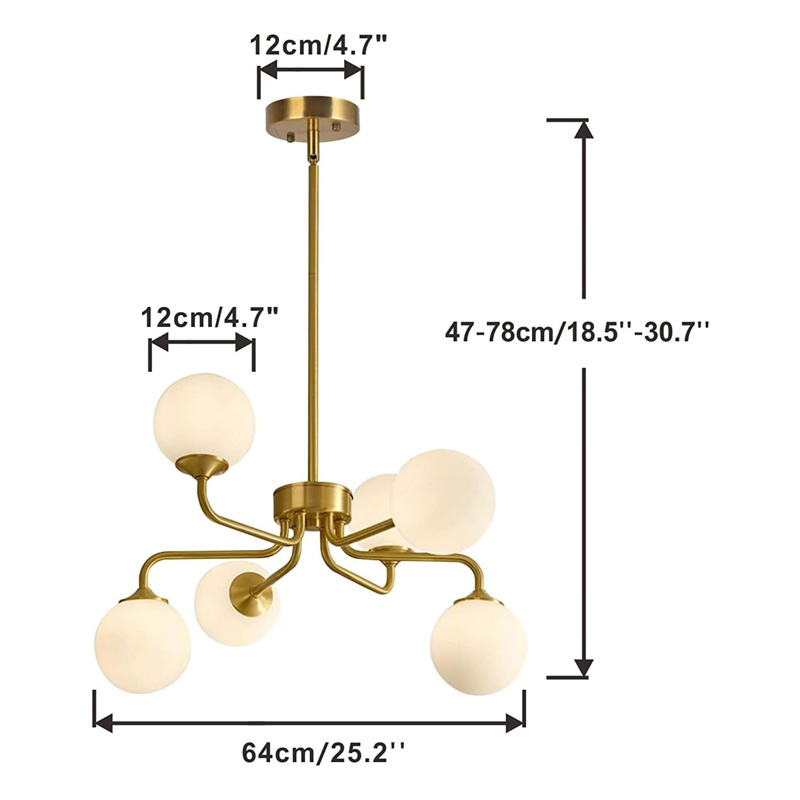 KCO Brass Gold Modern Sputnik Chandelier for Living Room (L7146)