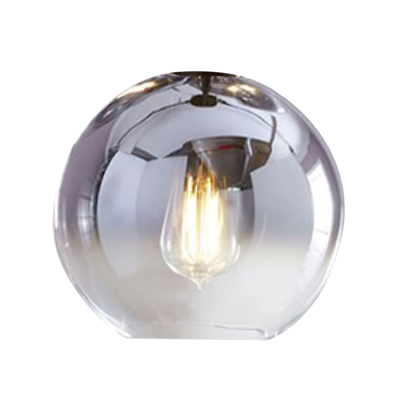 KCO 7.9"Glass Globe,Gradient Silver Lampshade for Pendant Light
