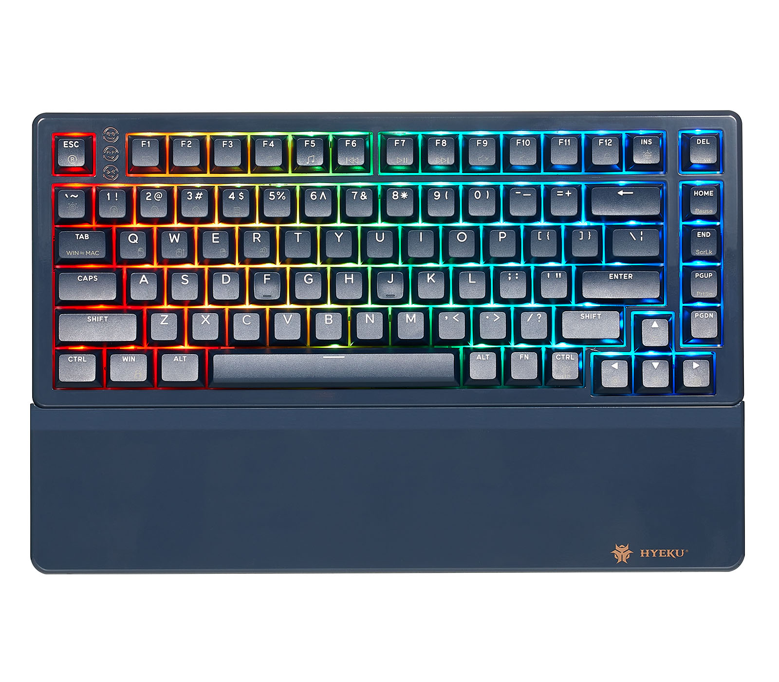Hexgears E2 Three-Mode Mechanical Keyboard, RGB Backlit Gaming Keyboard, 2.4G Wireless/Bluetooth/Type-C Wired, Hot Swappable Switches, 83-Key TKL Compact Keyboard with Wrist Rest
