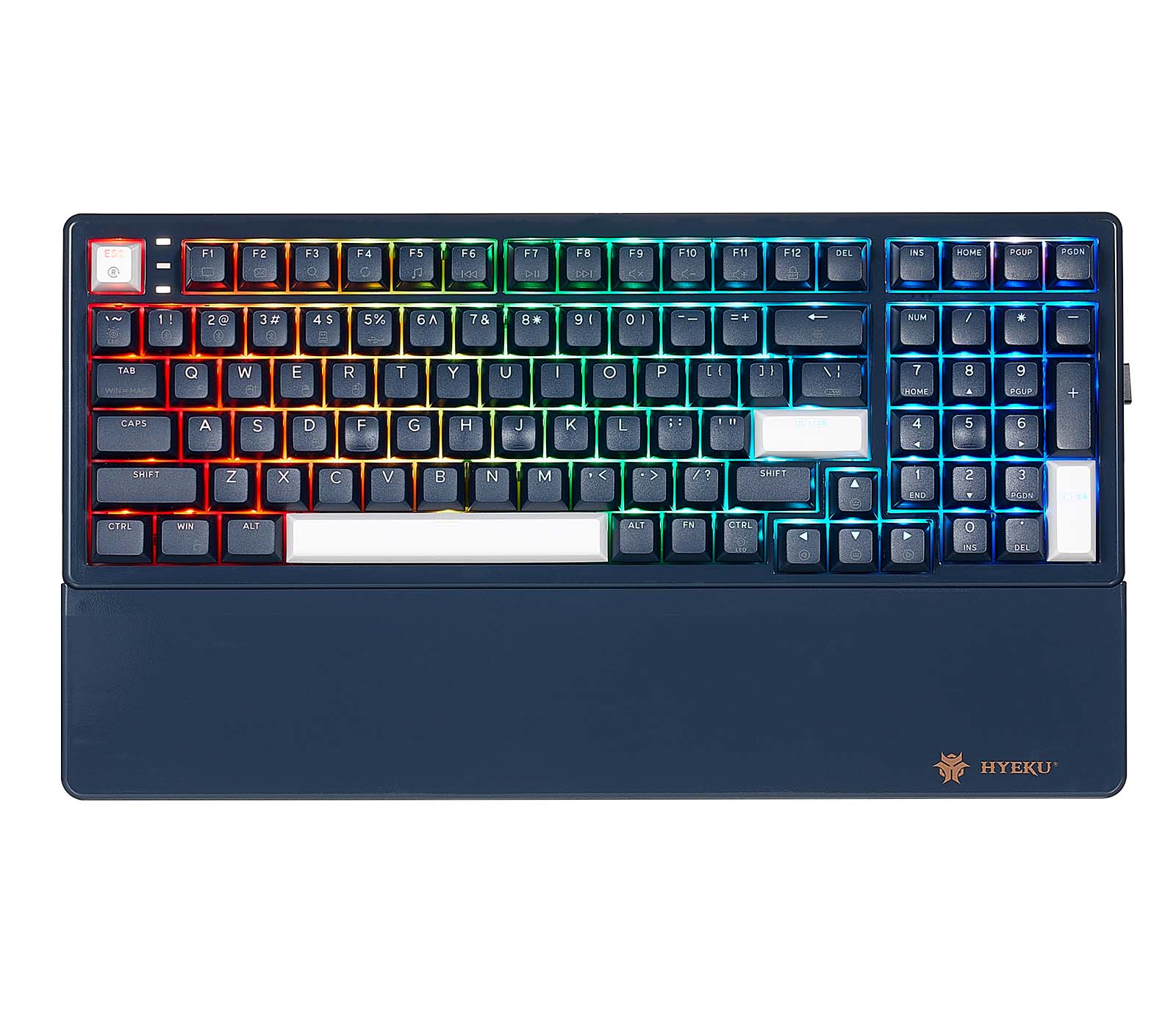 Hexgears E4 Pro Three-Mode Mechanical Keyboard, RGB Backlit Gaming Keyboard, 2.4G Wireless/Bluetooth/Type-C Wired, Hot Swappable Red Switches, 99-Key TKL Compact Keyboard with Wrist Rest