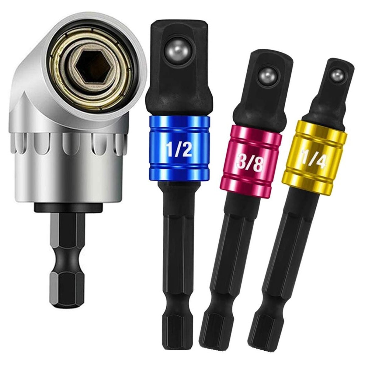 Hex Shank Socket Adapter with Color Coded 4pc Set