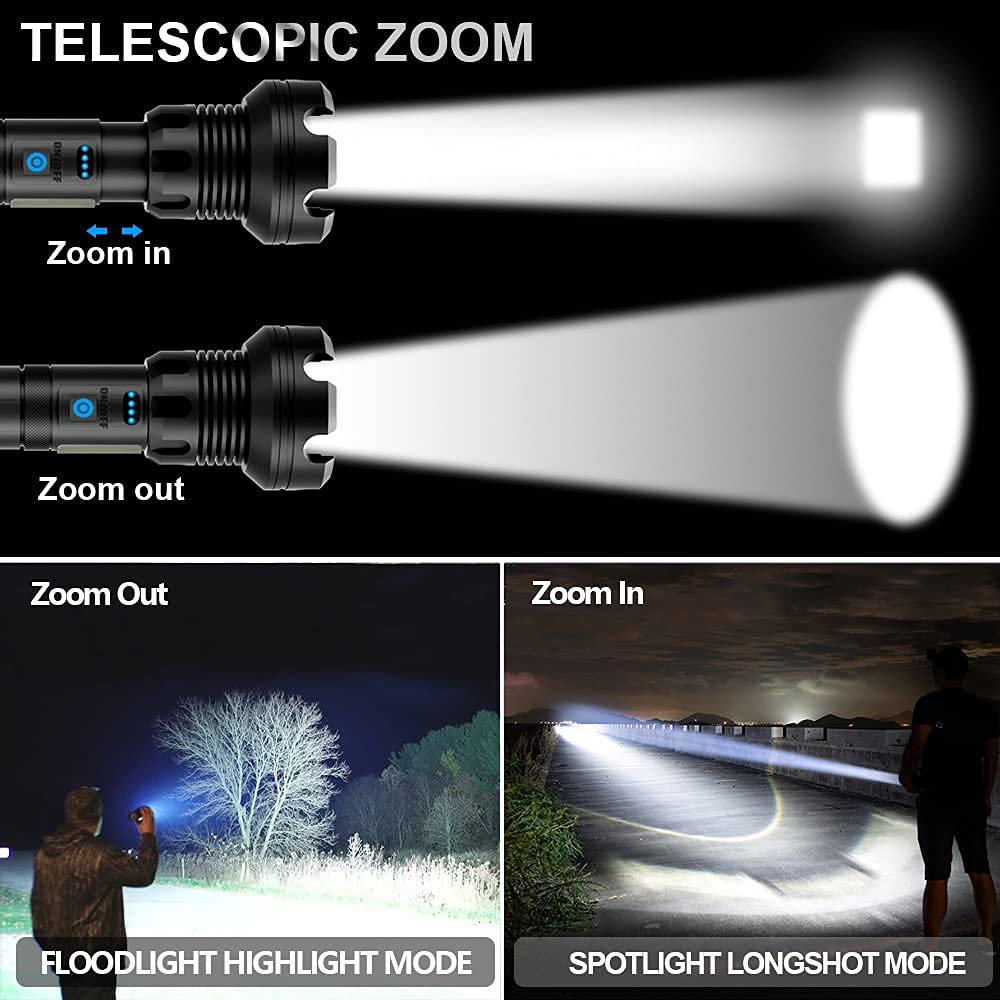 🔥Hot Sale 49% OFF- LED Rechargeable Tactical Laser Flashlight 90000 High Lumens