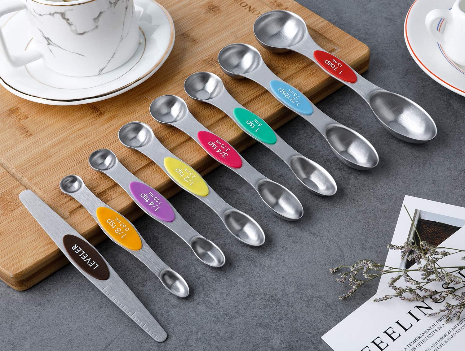 Stainless Steel Dual Sided Stackable Measuring Spoon Set