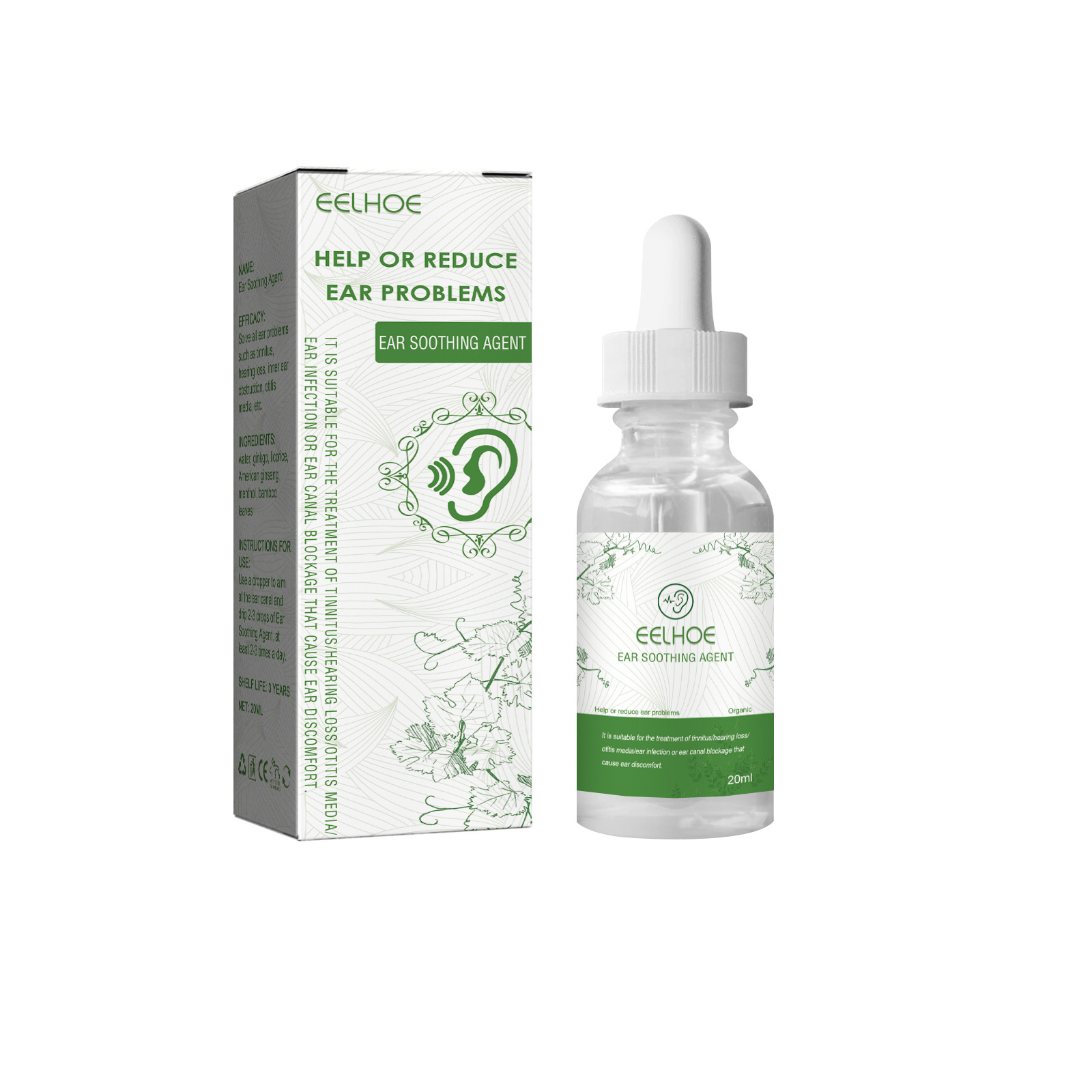 Organic Herbal Drops for Tinnitus, Hearing Loss, Clogged Ears, Inner Ear Inflammation, and Ear Infections.