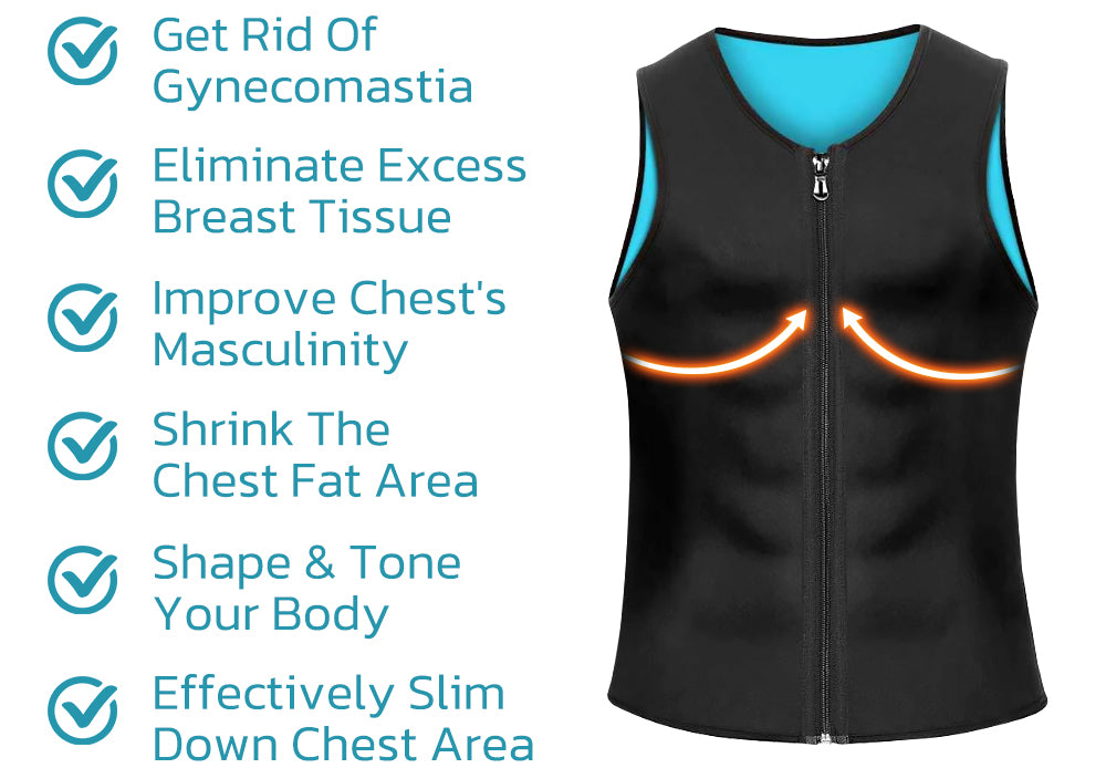 Manson Gynecomastia Compress Zipper Vest,Seamless Gynecomastia Compression  Shirts for Men Gynecomastia Treatment