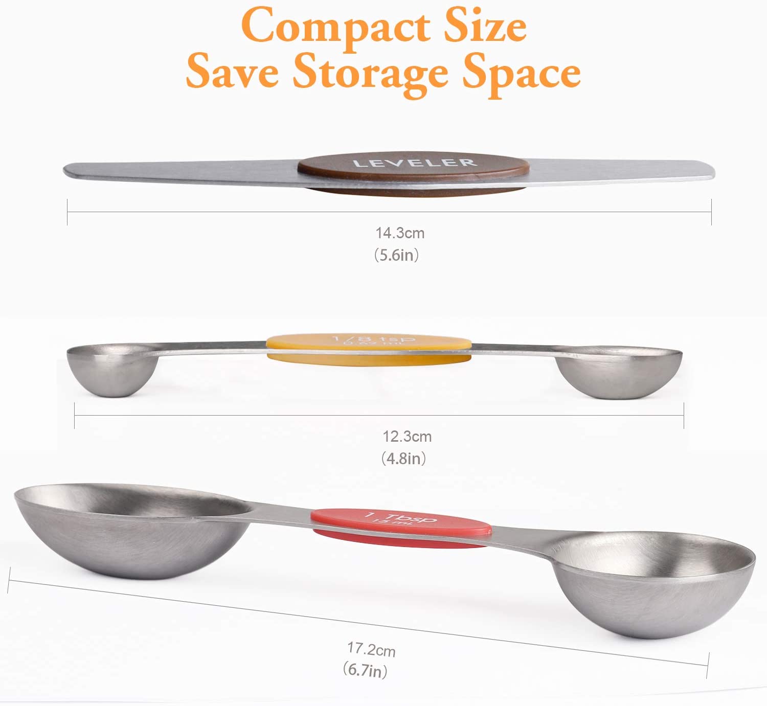 Stainless Steel Dual Sided Stackable Measuring Spoon Set