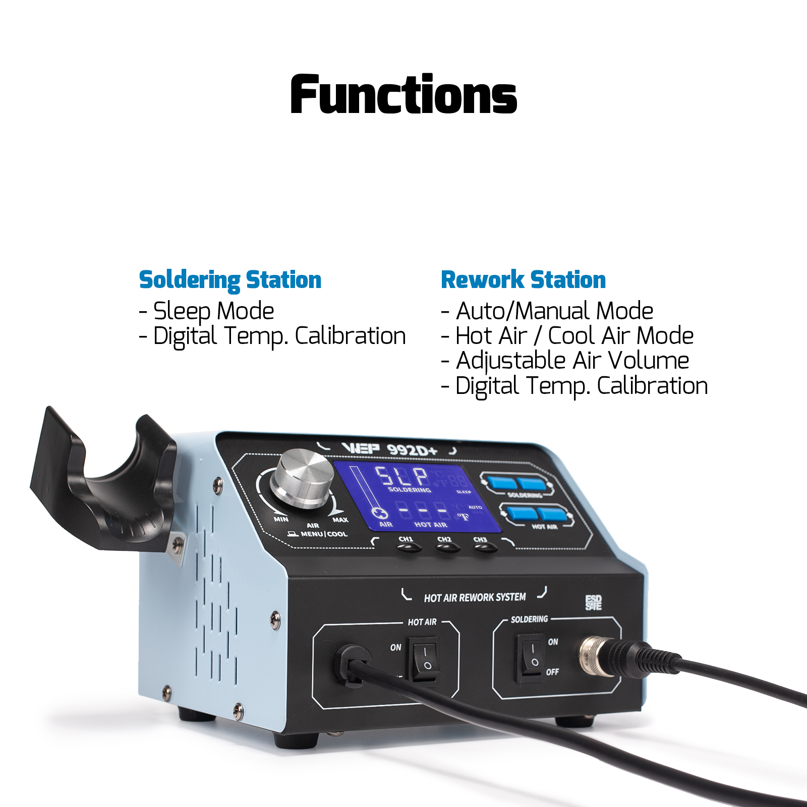 992D+ Soldering + Rework 2-IN1 Station