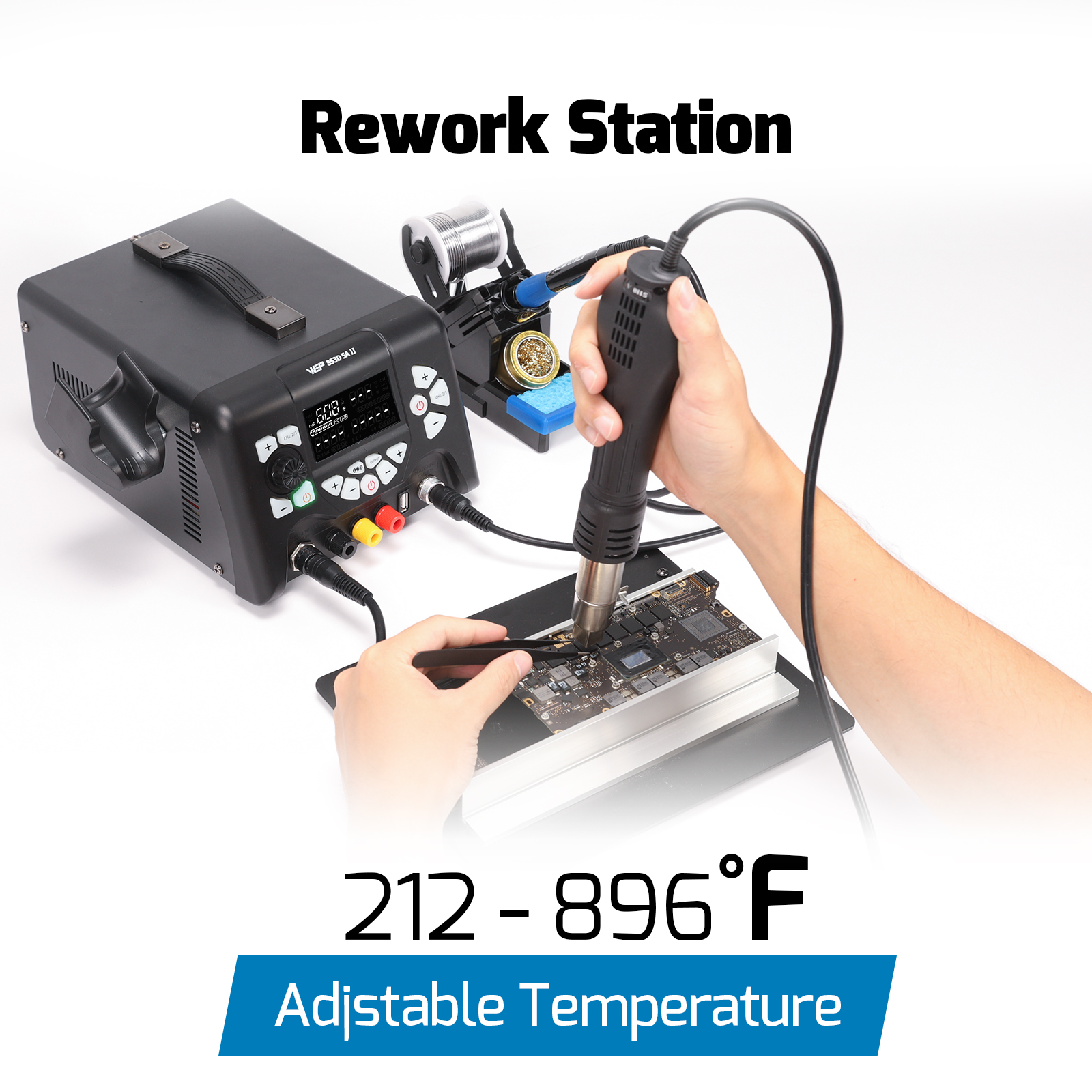 853D 5A II Soldering + Rework + DC Power Supply 3-IN-1 Station