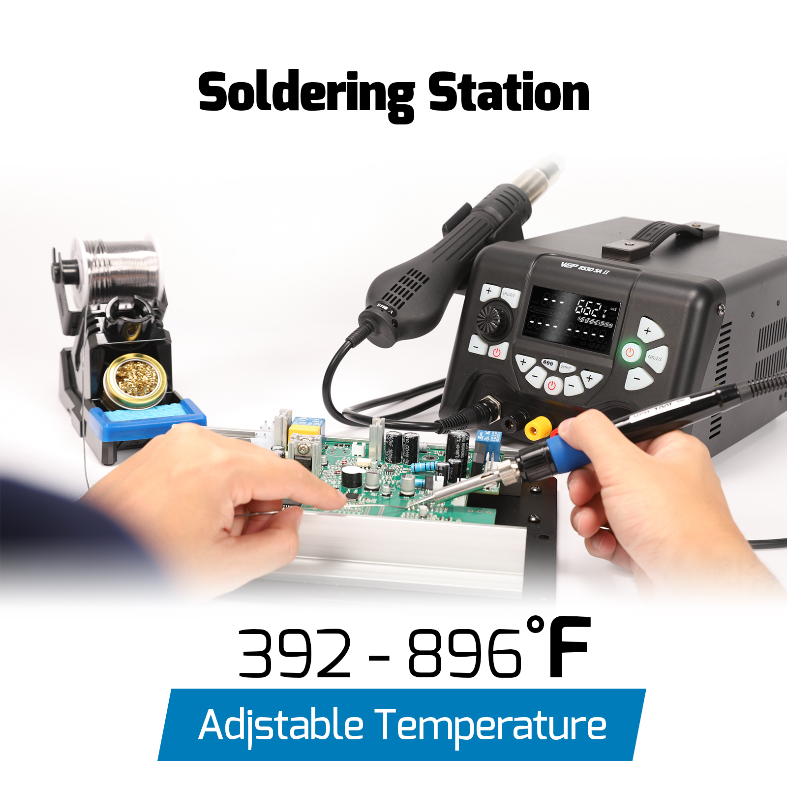 853D 5A II Soldering + Rework + DC Power Supply 3-IN-1 Station