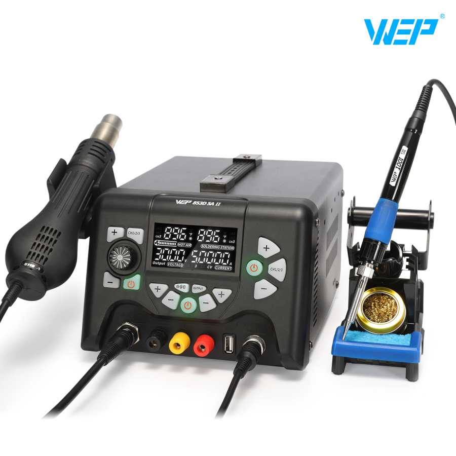 Soldering Station Hot Air Station DC Power Supply 3-IN-1 - WEP 853D 5A