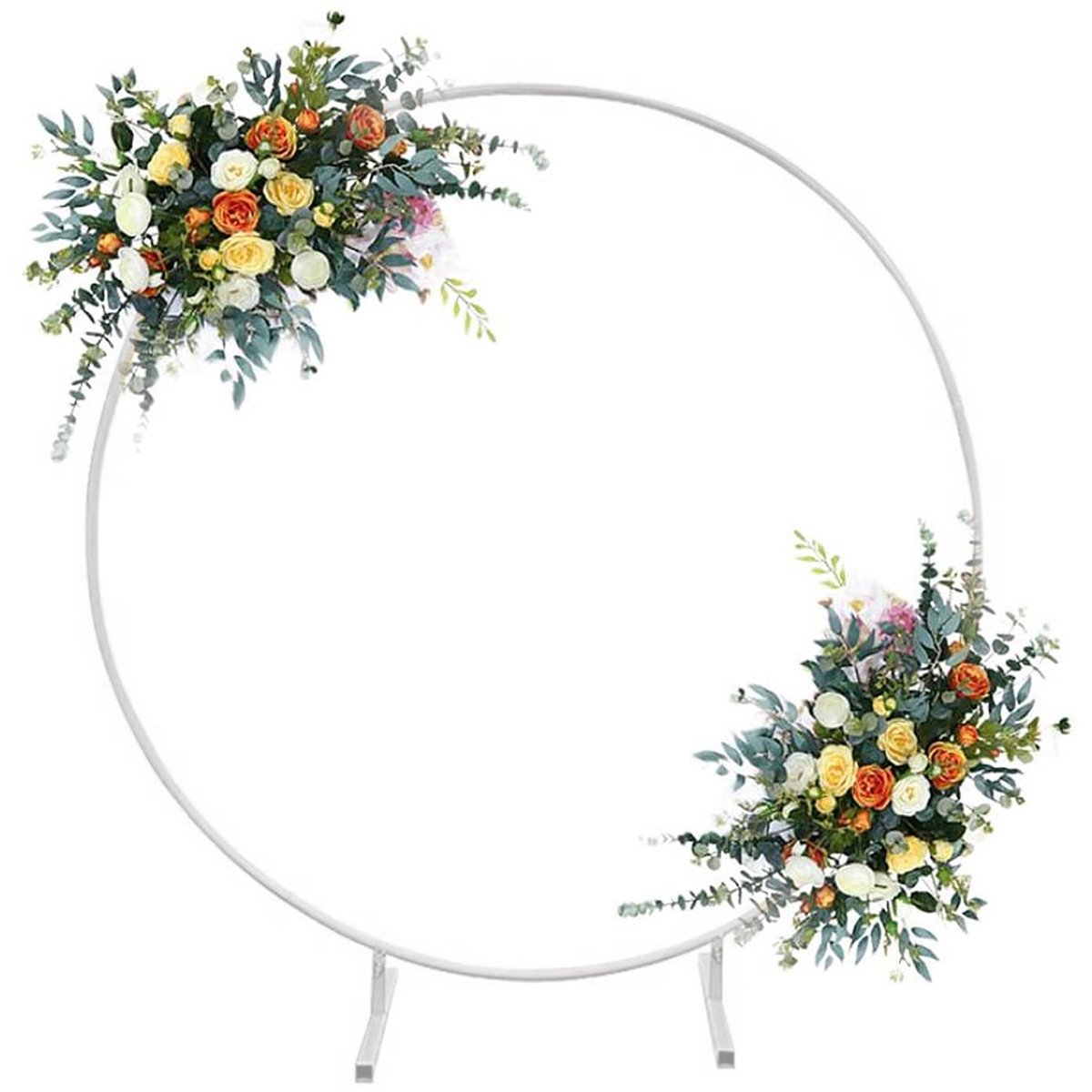 Suchown Wedding Arch for Ceremony Round Backdrop Stand for Parties Circle Balloon Arch Frame Birthday Wedding Halloween Christmas Parties Balloon Garland Stand white Wedding Arch 6.6FT