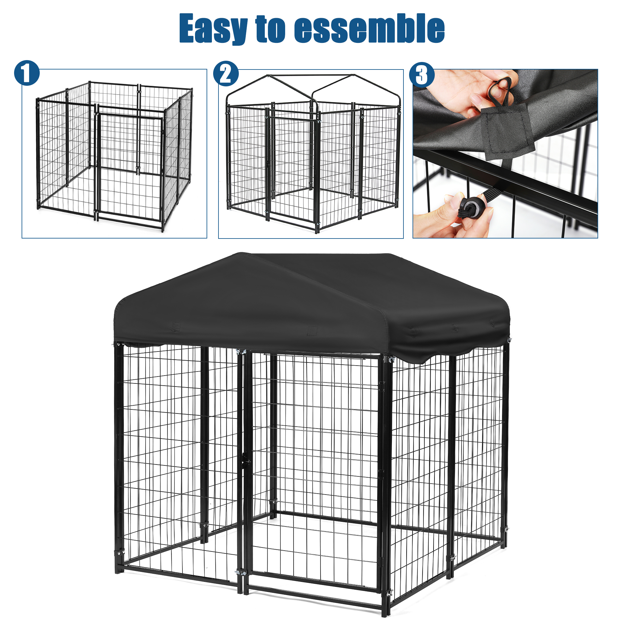 Suchown Large Dog Kennel Outside 4ft x 4.2ft x 4.45ft, Outdoor Dog Crate Pet Playpen with UV-Resistant Oxford Cloth Roof