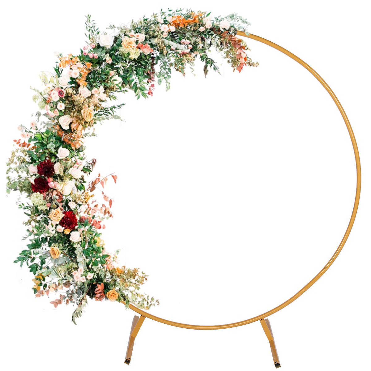 Suchown Wedding Arch for Ceremony Round Backdrop Stand for Parties Circle Balloon Arch Frame Birthday Wedding Halloween Christmas Parties Balloon Garland Stand Gold Wedding Arch 6.6FT