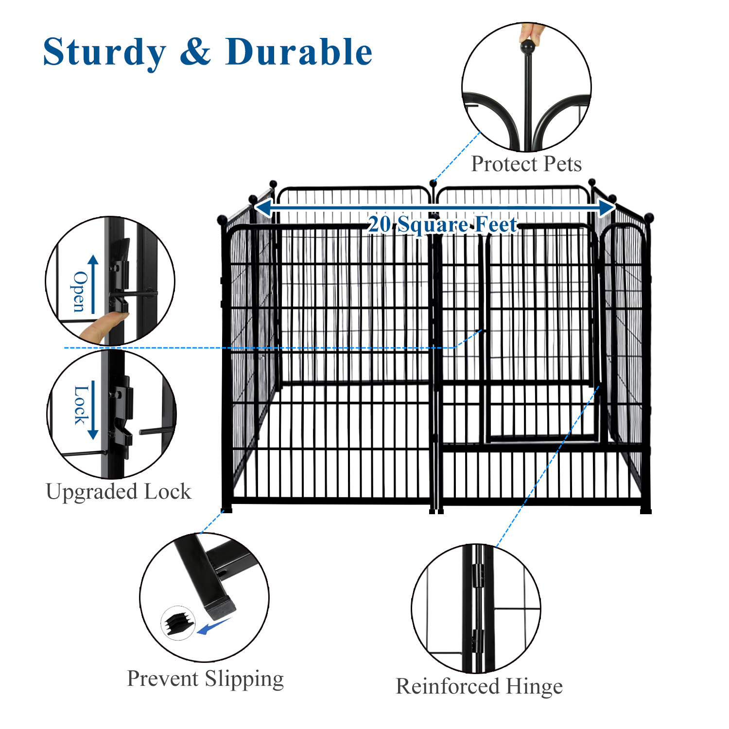 Suchown Metal Pet Dog Playpen, 8 Panels 40" Height Pet Playpen for Dogs with Door, Pet Puppy Playpen Indoor Outdoor for RV, Camping, Yard, Home