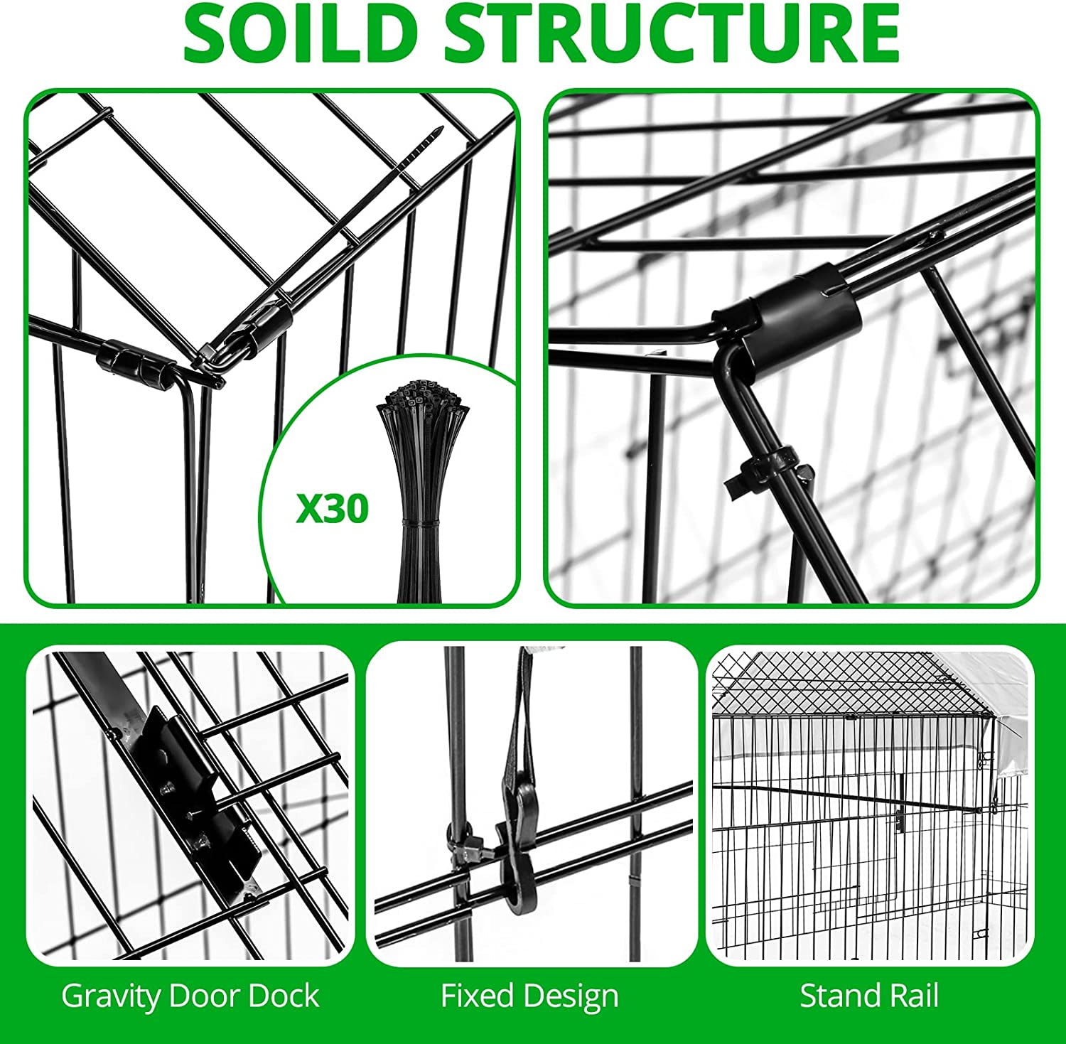 Suchown 87''x40''Chicken Coop,Large Metal Chicken Cage House,Foldable Outdoor Coop With Waterproof & UV Protection Cover