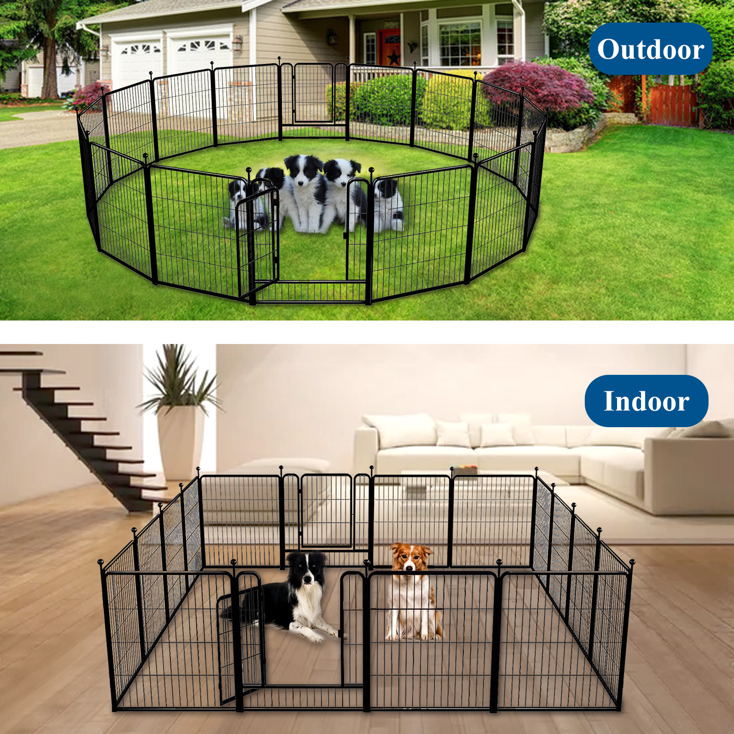 Suchown Metal Pet Dog Playpen, 16 Panels 32" Height Pet Playpen for Dogs with Door, Pet Puppy Playpen Indoor Outdoor for RV, Camping, Yard, Home
