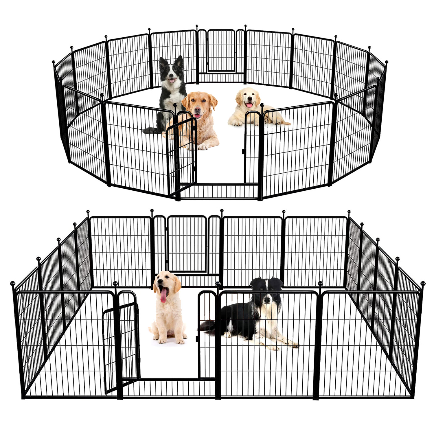 Suchown Metal Pet Dog Playpen, 16 Panels 32" Height Pet Playpen for Dogs with Door, Pet Puppy Playpen Indoor Outdoor for RV, Camping, Yard, Home