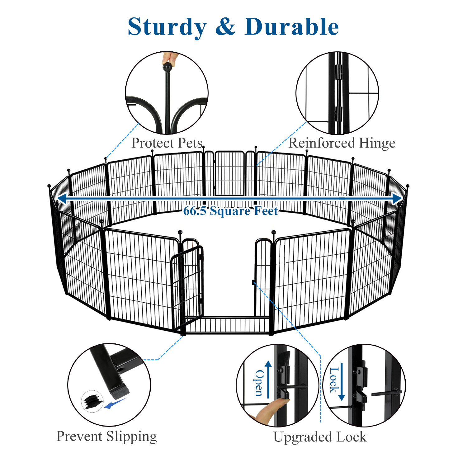 Suchown Metal Pet Dog Playpen, 16 Panels 32" Height Pet Playpen for Dogs with Door, Pet Puppy Playpen Indoor Outdoor for RV, Camping, Yard, Home
