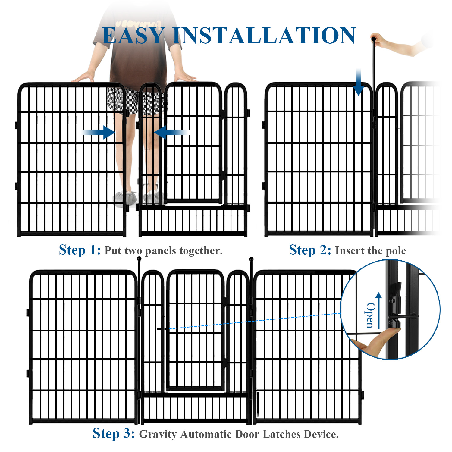 Suchown Metal Pet Dog Playpen, 8 Panels 40" Height Pet Playpen for Dogs with Door, Pet Puppy Playpen Indoor Outdoor for RV, Camping, Yard, Home