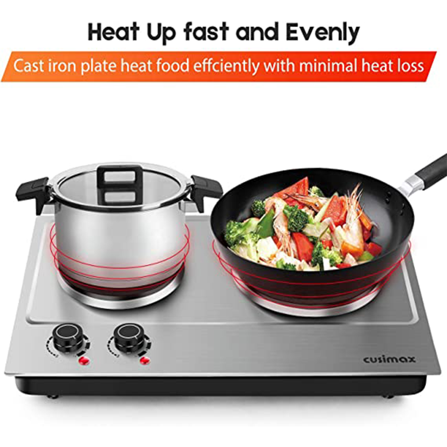 Elexnux 1800W Double Hot Plate Electric Countertop Burner for