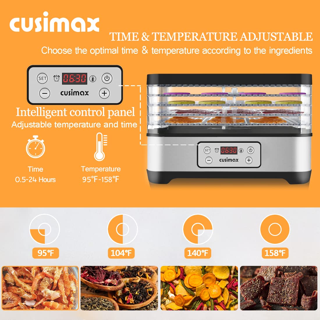 Cusimax 400W Silver Food Dehydrators Machine-Cusimax